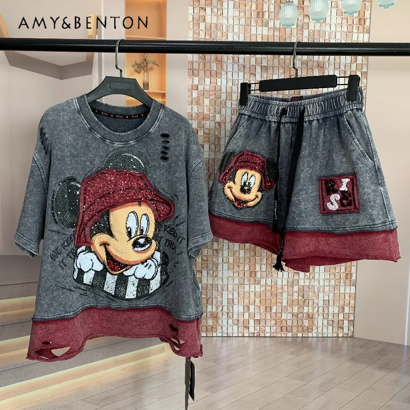 European Style Fashion Brand Spring Summer Heavy Craft Patchwork Cartoon Short-sleeves T-shirt And Shorts Popular Set Clothes
European Style Fashion Brand Spring Summer Heavy Craft Patchwork Cartoon Short-sleeves T-shirt And Shorts Popular Set Clothes