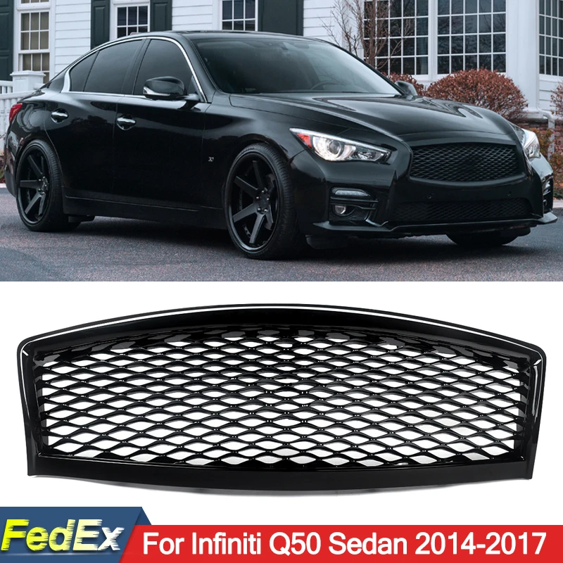 Front Grille Compatible with Infiniti Q50 Sedan 2014-2017 Glossy Black Front Upper Bumper Grille Air Inlet Grills Magickit 
Front Grille Compatible with Infiniti Q50 Sedan 2014-2017 Glossy Black Front Upper Bumper Grille Air Inlet Grills Magickit
