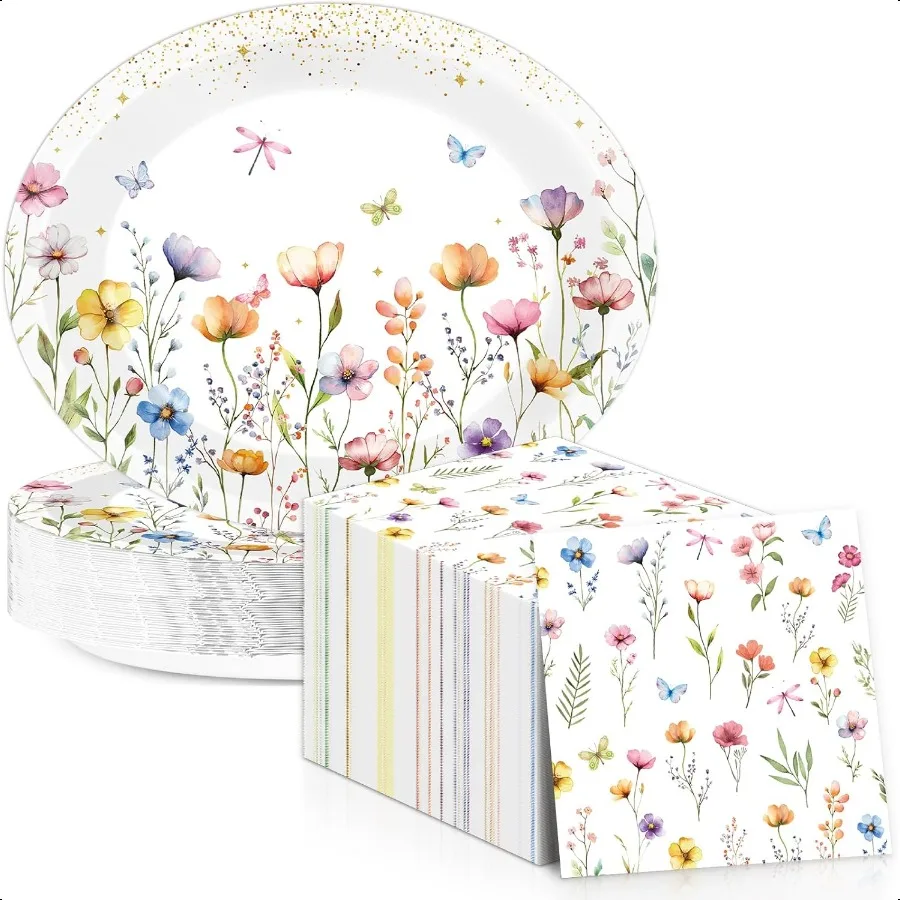 50Pcs Wildflower Paper Oval Plates 11inch Spring Plates and Napkins for Wildflower Party plies Flower Floral Dish Tray Serve 2
50Pcs Wildflower Paper Oval Plates 11inch Spring Plates and Napkins for Wildflower Party plies Flower Floral Dish Tray Serve 2