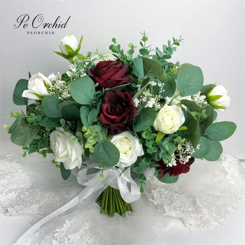 PEORCHID 2023 Burgundy and Ivory Bridal Bouquet De Fleur Rustic Artificial Rose and Eucalyptus Wedding Flower Boho Bouquet
PEORCHID 2023 Burgundy and Ivory Bridal Bouquet De Fleur Rustic Artificial Rose and Eucalyptus Wedding Flower Boho Bouquet