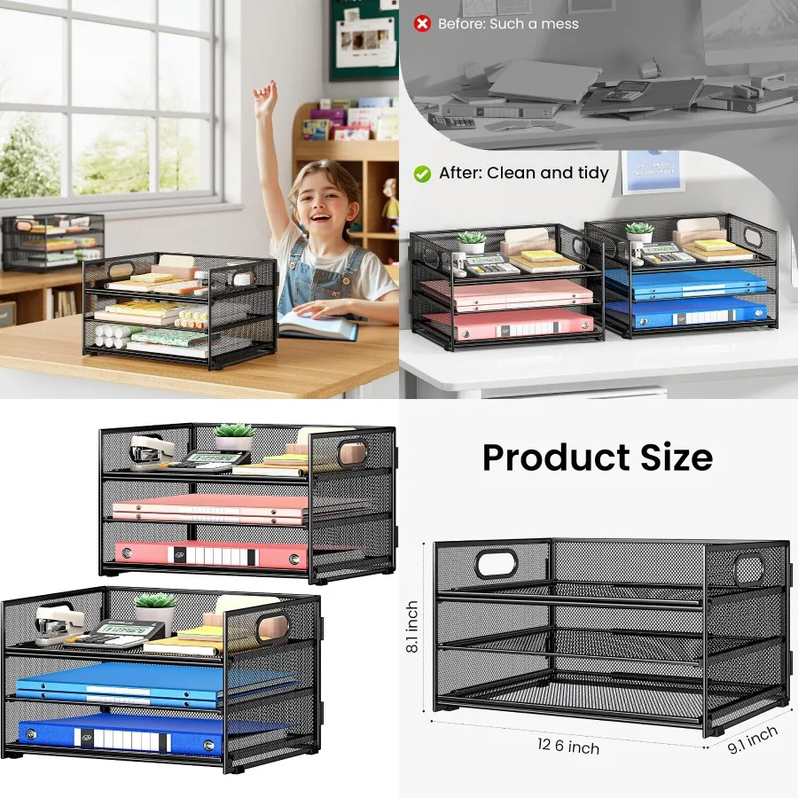 2 упаковки, 3-уровневый органайзер для бумажных лотков для писем для стола, черный сортировщик файлов из металлической сетки с ручкой и 1 раздвижной лоток для ПК для домашнего офиса
2 упаковки, 3-уровневый органайзер для бумажных лотков для писем для стола, черный сортировщик файлов из металлической сетки с ручкой и 1 раздвижной лоток для ПК для домашнего офиса