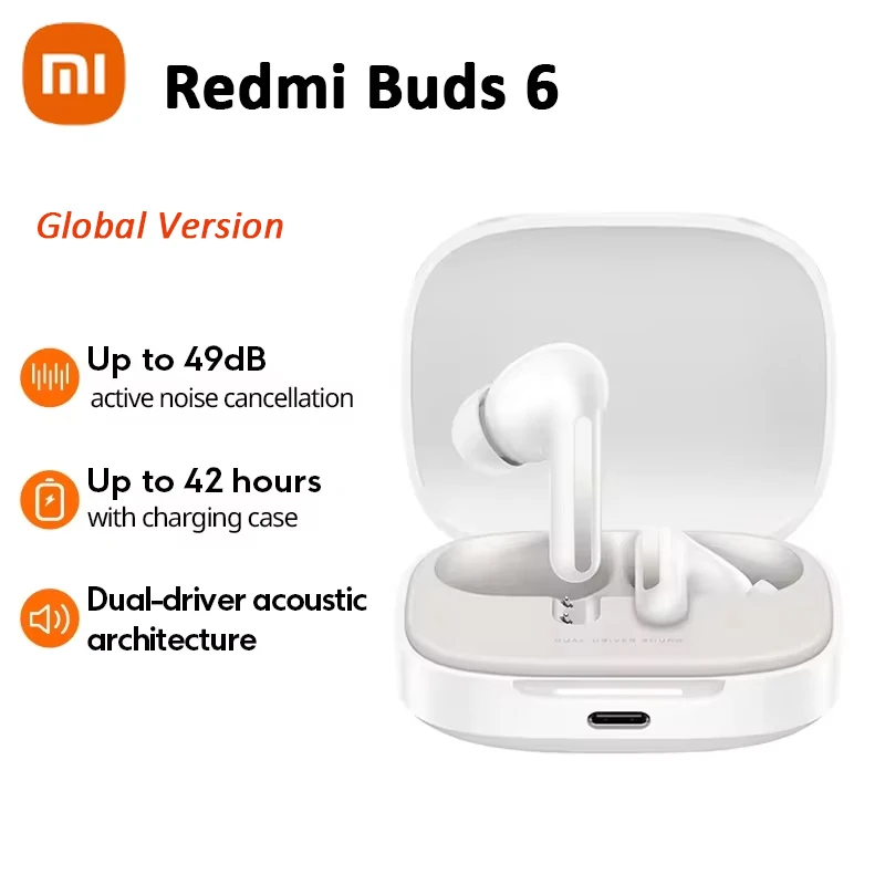 Global Version Xiaomi Redmi Buds 6 Bluetooth Headphone Active Noise Cancellation Long Battery Life Outdoor Wireless TWS Earphone
Global Version Xiaomi Redmi Buds 6 Bluetooth Headphone Active Noise Cancellation Long Battery Life Outdoor Wireless TWS Earphone