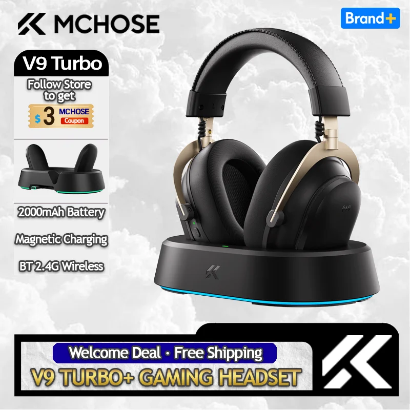 MCHOSE V9 Turbo + Wireless Gaming Headset 2000mAh Long Life Battery with Magnetic RGB Charging Dock 2.4g Low Latency Link
MCHOSE V9 Turbo + Wireless Gaming Headset 2000mAh Long Life Battery with Magnetic RGB Charging Dock 2.4g Low Latency Link