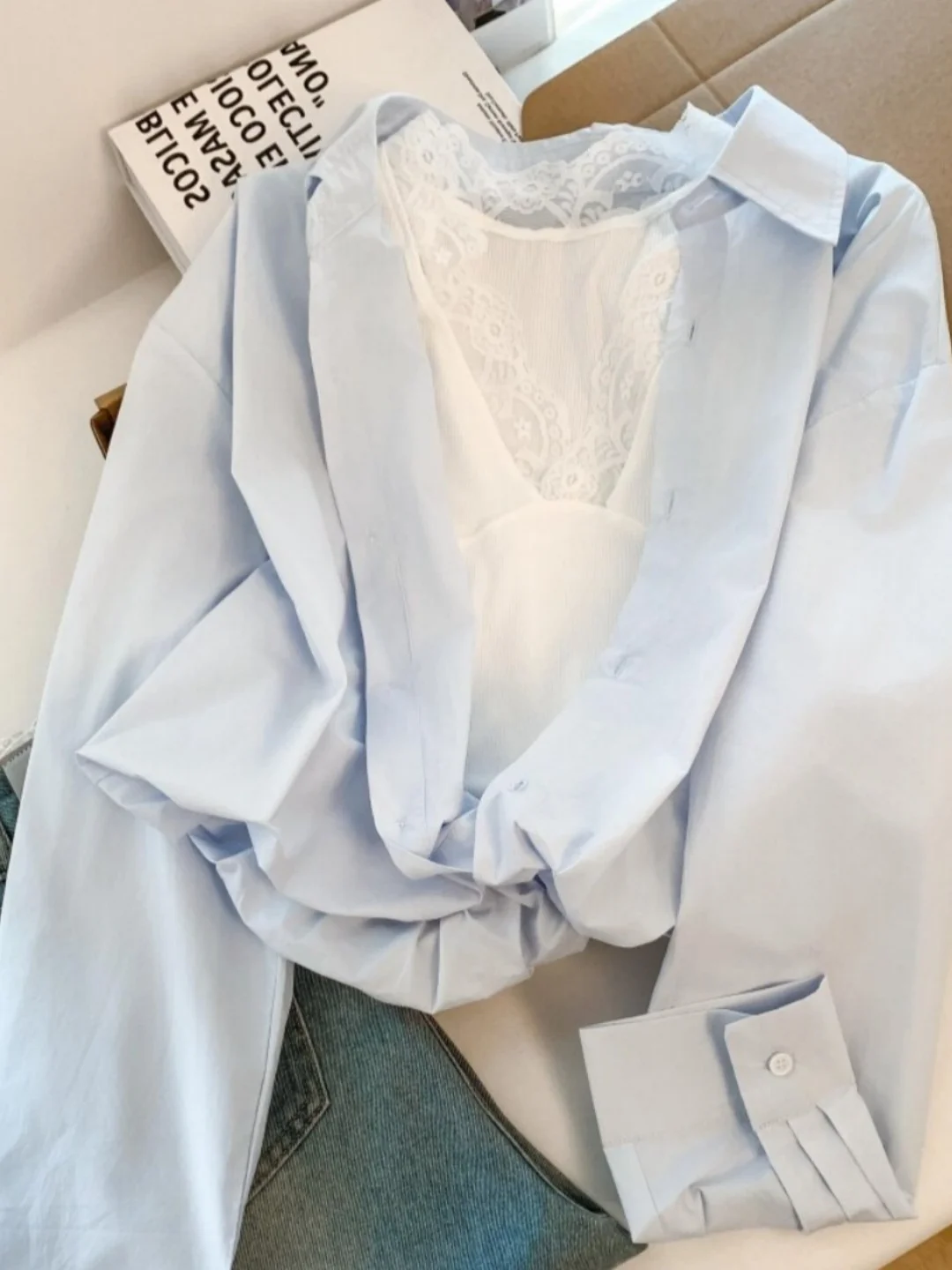 French Style Lace Splice Long Sleeve Shirt Women's Short Style Beautiful Shirt Jacket Lightweight UV Protection Spring 2026
French Style Lace Splice Long Sleeve Shirt Women's Short Style Beautiful Shirt Jacket Lightweight UV Protection Spring 2026