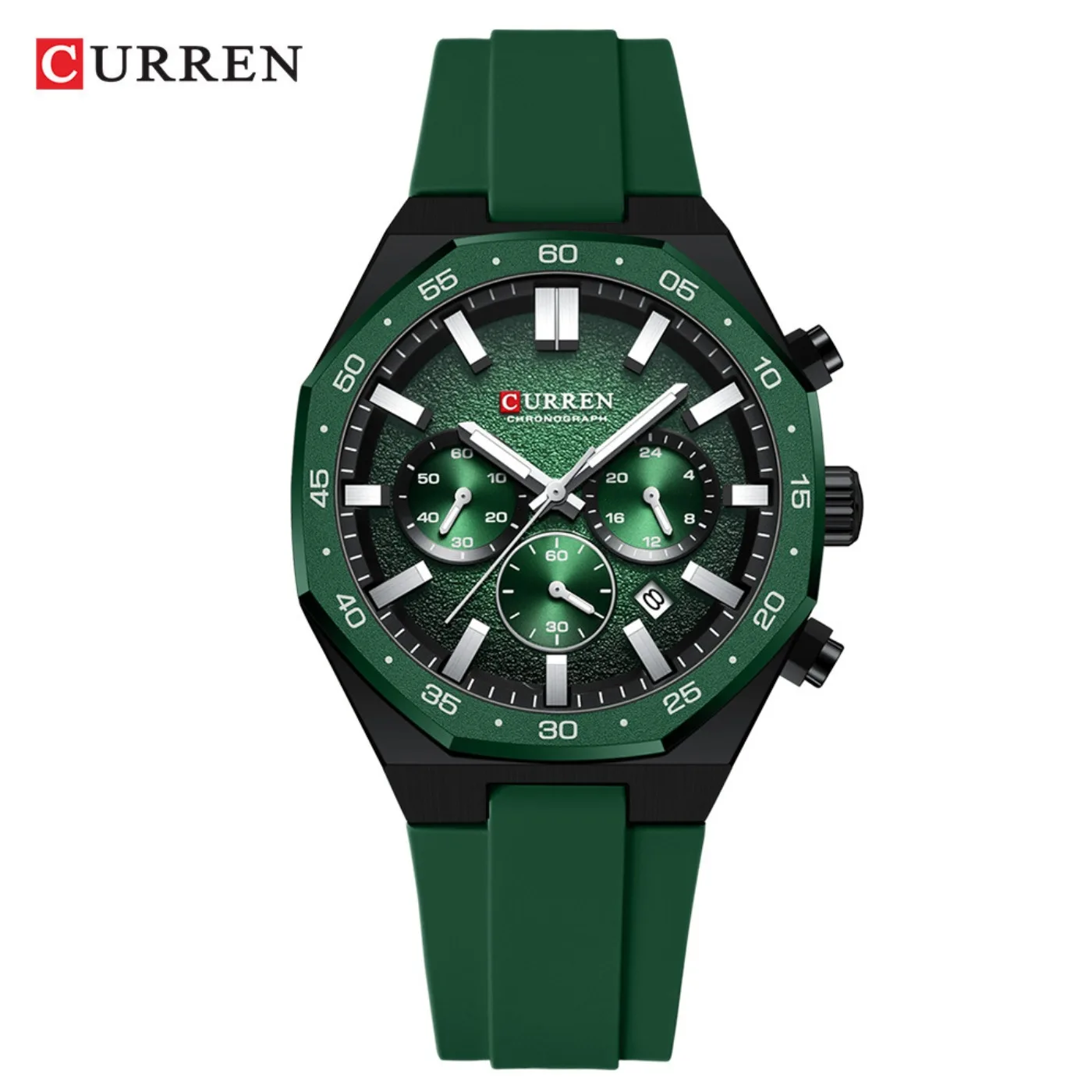 CURREN Men's Sports Chronograph Wristwatch with Black Silicone Band Auto Date Luminous Hands 82g Light Quartz Watch for Men
CURREN Men's Sports Chronograph Wristwatch with Black Silicone Band Auto Date Luminous Hands 82g Light Quartz Watch for Men