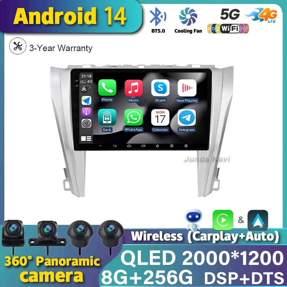 Android 14 Car Radio Carplay For Toyota Camry 7 XV 50 55 2014 - 2017 Multimedia Video Player GPS Navigation Stereo Split Screen
Android 14 Car Radio Carplay For Toyota Camry 7 XV 50 55 2014 - 2017 Multimedia Video Player GPS Navigation Stereo Split Screen