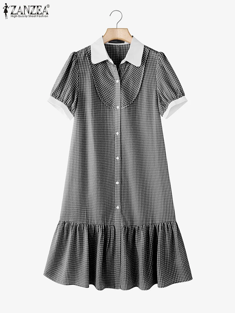 ZANZEA Korean Women Shirt Printed Dresses 2025 Fashion Summer Plaid Vestidos Lapel Short Sleeve Casual Mini Sundress Sweet Robe 
ZANZEA Korean Women Shirt Printed Dresses 2025 Fashion Summer Plaid Vestidos Lapel Short Sleeve Casual Mini Sundress Sweet Robe