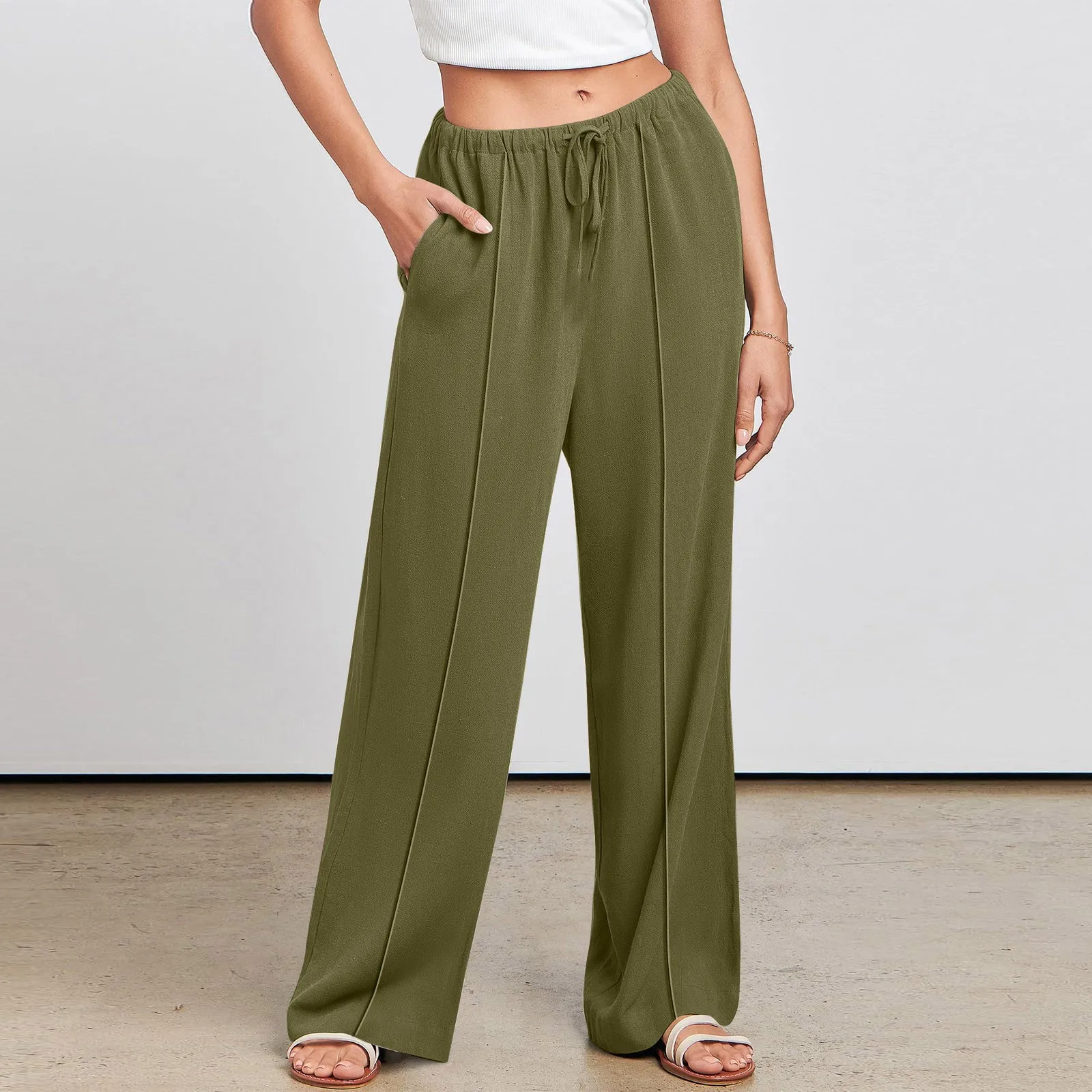 Summer Cotton Linen Pants Women's Leisure Solid Color Breathable Lace Up Waist Loose Pants Streetwear Women Trousers
Summer Cotton Linen Pants Women's Leisure Solid Color Breathable Lace Up Waist Loose Pants Streetwear Women Trousers