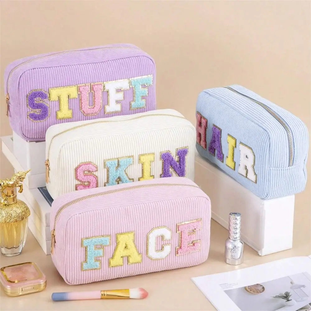 Corduroy Storage Bag Embroidery Letter High Capacity Makeup Train Cases Pink Beige Blue Purple Lipstick Organizer Women Girls
Corduroy Storage Bag Embroidery Letter High Capacity Makeup Train Cases Pink Beige Blue Purple Lipstick Organizer Women Girls