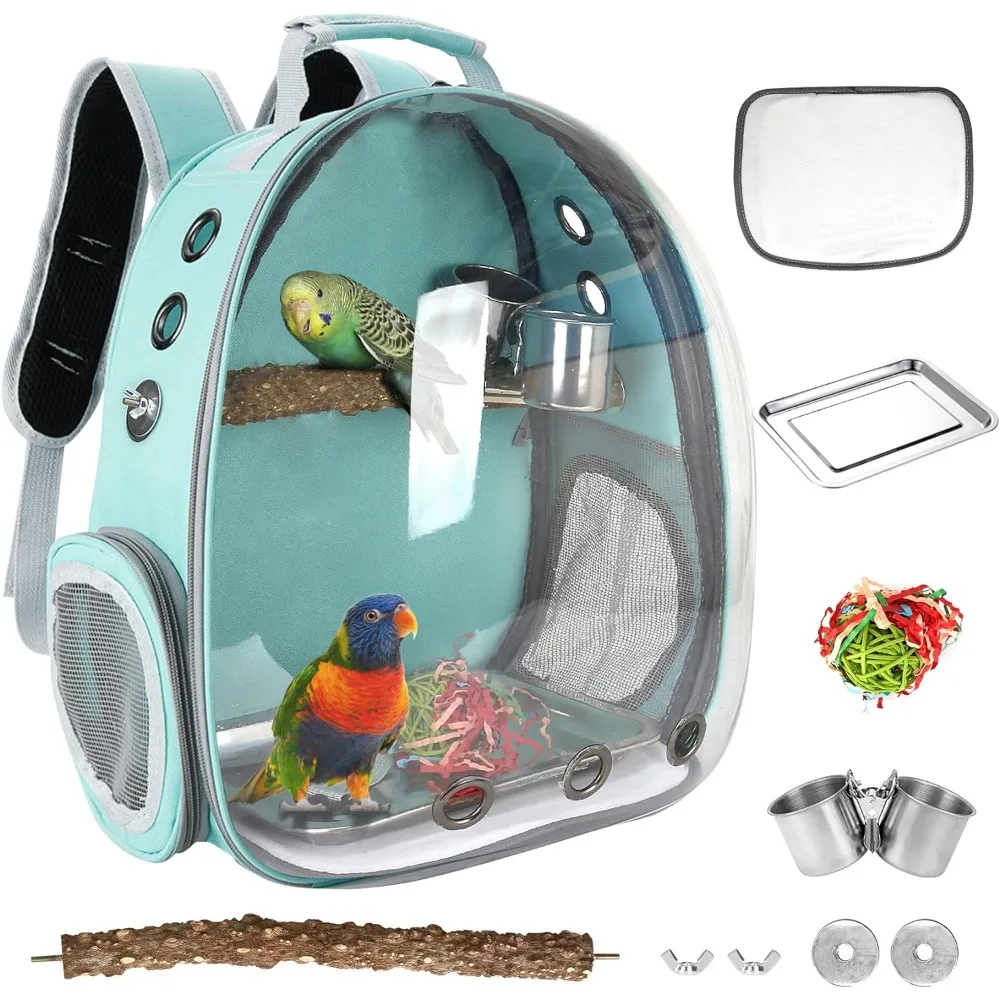 Bird Carrier Backpack Travel Cage with Perch, Breathable Clear Parrot Cockatiel Cage with Toy Stainless Steel Food Bowl Tray
Bird Carrier Backpack Travel Cage with Perch, Breathable Clear Parrot Cockatiel Cage with Toy Stainless Steel Food Bowl Tray