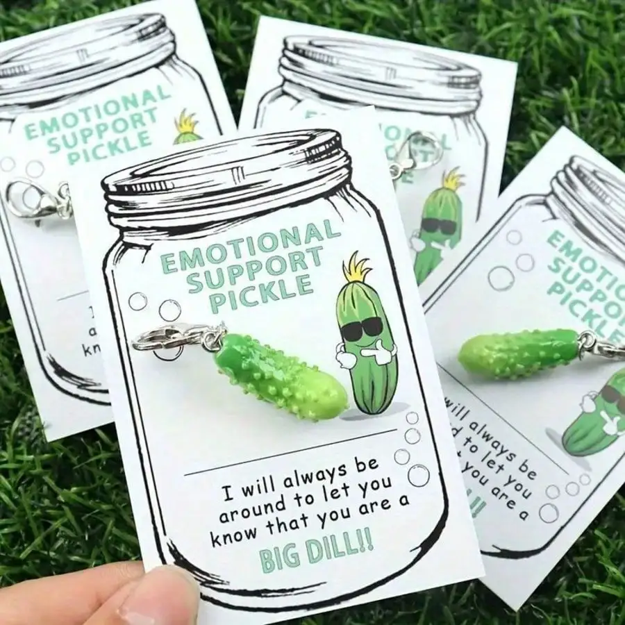 1pcs Cute Pickle Keychain - Whimsical Resin Cucumber Pendant With Uplifting Message, Thoughtful Gift For Birthdays/Bachelorette/Graduation/Christmas, Vibrant Green Accessory
1pcs Cute Pickle Keychain - Whimsical Resin Cucumber Pendant With Uplifting Message, Thoughtful Gift For Birthdays/Bachelorette/Graduation/Christmas, Vibrant Green Accessory
