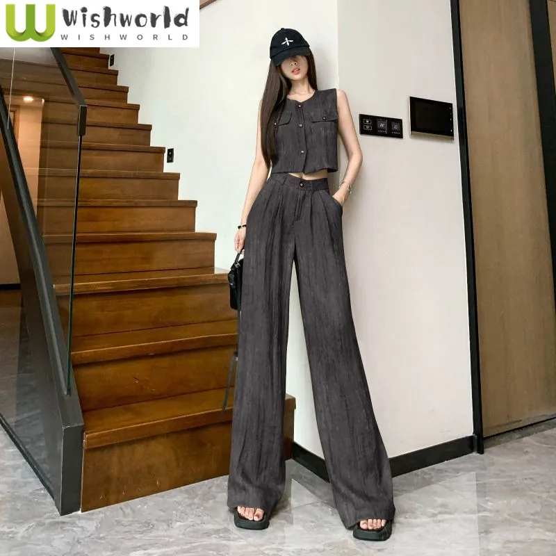 Advanced Set for Women in Spring and Summer New Fashion Temperament Vest Casual Wide Leg Pants Elegant Women's Two-piece Set
Advanced Set for Women in Spring and Summer New Fashion Temperament Vest Casual Wide Leg Pants Elegant Women's Two-piece Set