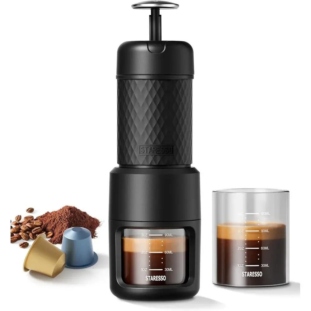 Dual-Purpose Portable Coffee Maker for Ground Coffee and Pods, Stainless Steel Chamber, Ideal for Travel and Camping
Dual-Purpose Portable Coffee Maker for Ground Coffee and Pods, Stainless Steel Chamber, Ideal for Travel and Camping