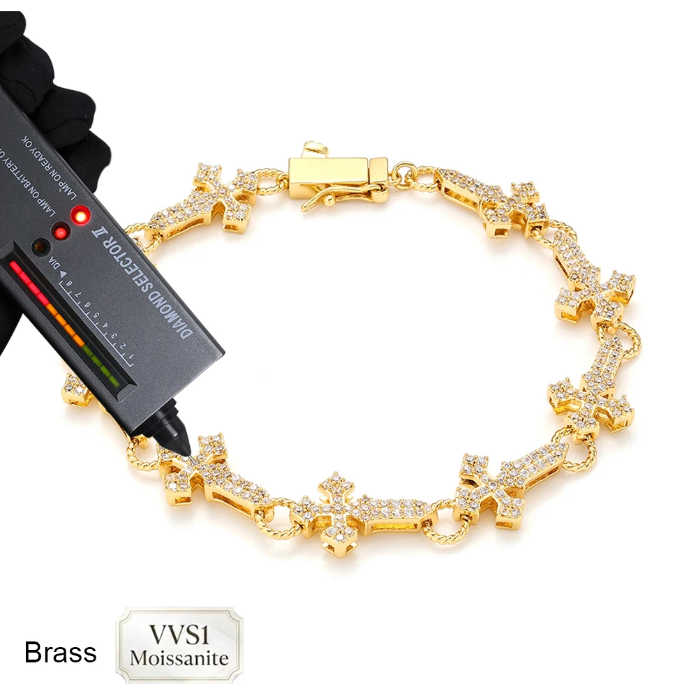 Cross Bling VVS1 Moissanite 12mm Cuban Bracelet Iced Out Brass 18k Gold Plated Miami Fashion For Women Men Hip Hop Jewelry Gifts
Cross Bling VVS1 Moissanite 12mm Cuban Bracelet Iced Out Brass 18k Gold Plated Miami Fashion For Women Men Hip Hop Jewelry Gifts