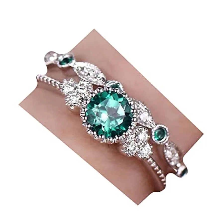 Fashion 2PCS 25 Sterling Silver Natural Emerald Ring Round Cut Cubic Zirconia Promise Rings CZ Classical Eternity Engagement We
Fashion 2PCS 25 Sterling Silver Natural Emerald Ring Round Cut Cubic Zirconia Promise Rings CZ Classical Eternity Engagement We