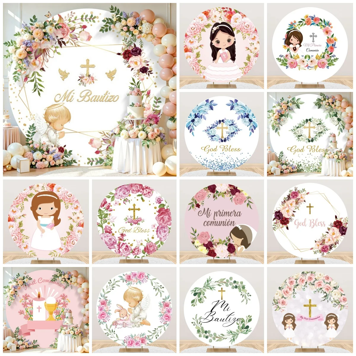 Круглые фоновые панно для первого причастия с индивидуальным именем, для новорожденных, крещения, детского праздника, с надписью «Боже, благослови», реквизит для фотосессий, декор
Круглые фоновые панно для первого причастия с индивидуальным именем, для новорожденных, крещения, детского праздника, с надписью «Боже, благослови», реквизит для фотосессий, декор
