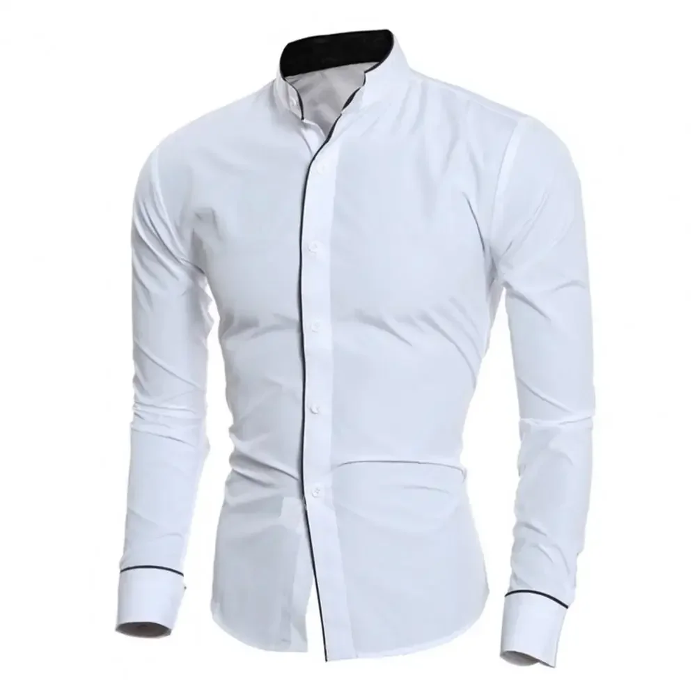New Men's Slim Fit Shirt Classic Solid Simple Standing Neck Shirt Personalized Spliced Bottom Shirt Versatile Casual Top
New Men's Slim Fit Shirt Classic Solid Simple Standing Neck Shirt Personalized Spliced Bottom Shirt Versatile Casual Top