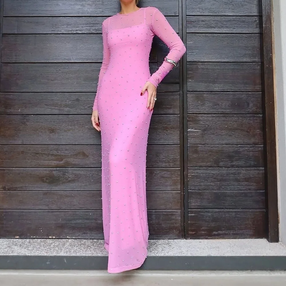 Customized A-Line Prom Dresses Floor-length O-Neck Full Sleeve Evening Gown Fashion Crystal Simple Draped Casual Party Gown
Customized A-Line Prom Dresses Floor-length O-Neck Full Sleeve Evening Gown Fashion Crystal Simple Draped Casual Party Gown