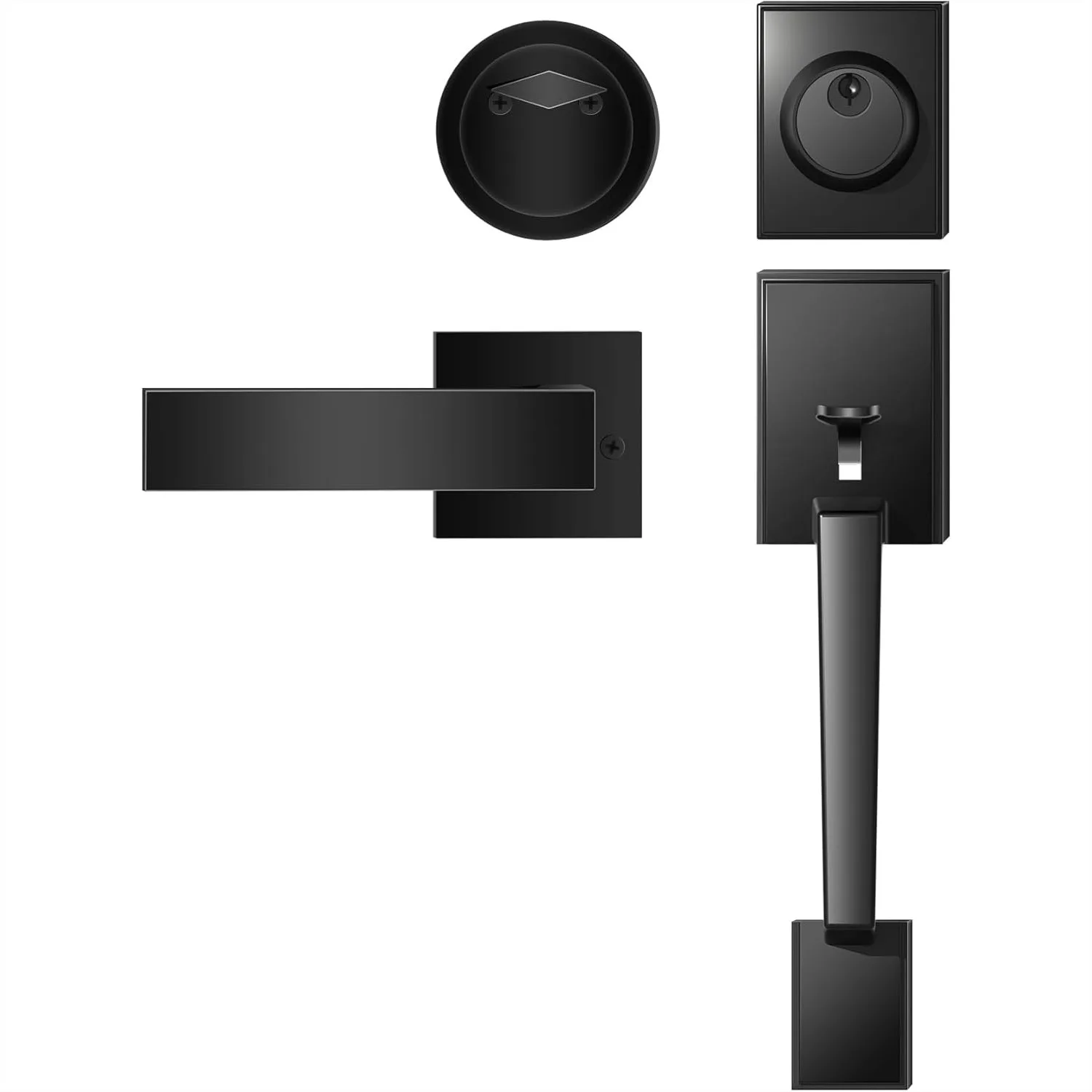 Front Door Handle and Deadbolt Set, Exterior Door Lock with Single Cylinder Deadbolt, Reversible for Right and Left, Matte Black
Front Door Handle and Deadbolt Set, Exterior Door Lock with Single Cylinder Deadbolt, Reversible for Right and Left, Matte Black