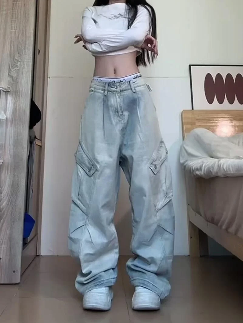 American High Street Style Women's Summer New Loose BF Lazy Style Floor-Length Pants Multi-Pocket Workwear Casual Jeans
American High Street Style Women's Summer New Loose BF Lazy Style Floor-Length Pants Multi-Pocket Workwear Casual Jeans