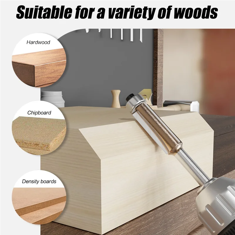 A27R-4PCS Flush Trim Router Bit 3Flute Pattern Wood Router Bit With Bearing Woodworking Milling Cutter Tool
A27R-4PCS Flush Trim Router Bit 3Flute Pattern Wood Router Bit With Bearing Woodworking Milling Cutter Tool