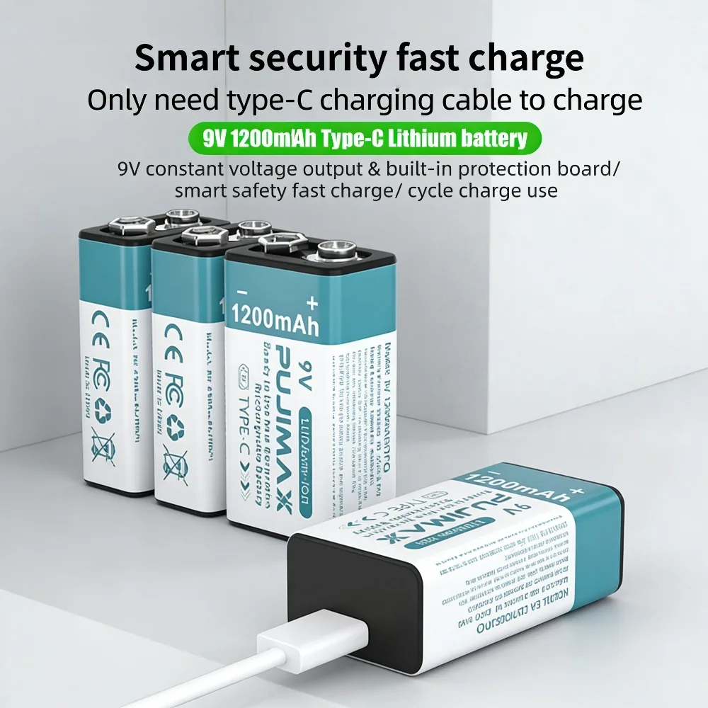 New Fast Rechargeable 9V 1200mAh Type-C USB Rechargeable Lithium Battery for Multimeter Smoke Alarm Helicopter Model
New Fast Rechargeable 9V 1200mAh Type-C USB Rechargeable Lithium Battery for Multimeter Smoke Alarm Helicopter Model