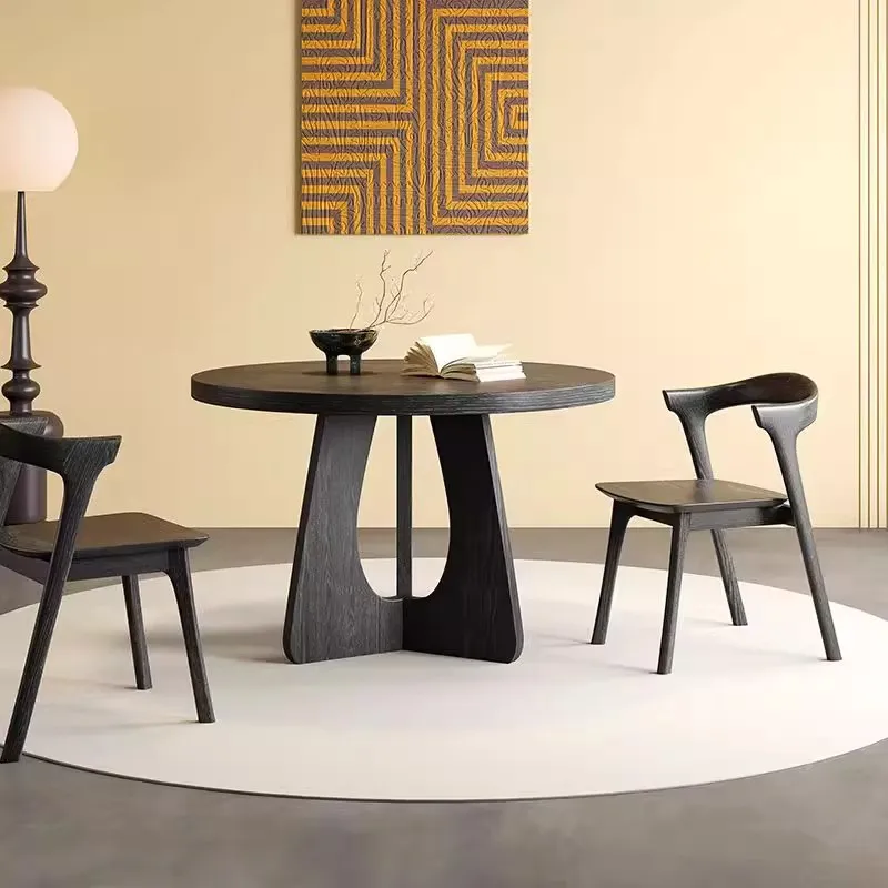 Nordic solid wood round table retro style family modern simple small apartment ash wood black dining table coffee
Nordic solid wood round table retro style family modern simple small apartment ash wood black dining table coffee