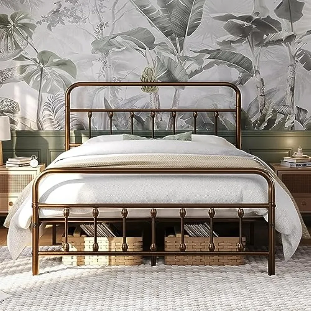 Classic Metal Platform Bed Frame Mattress Foundation with Victorian Style Iron-Art Headboard/Footboard/Under Bed Stora
Classic Metal Platform Bed Frame Mattress Foundation with Victorian Style Iron-Art Headboard/Footboard/Under Bed Stora