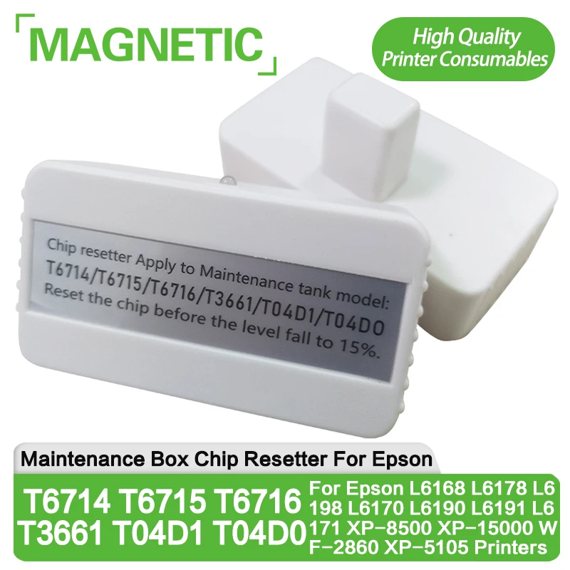 T6714 T6715 T6716 T3661 T04D1 T04D0 Maintenance Box Chip Resetter Epson L6168 L6178 L6198 L6170 L6190 XP-8500 XP-15000 Printers
T6714 T6715 T6716 T3661 T04D1 T04D0 Maintenance Box Chip Resetter Epson L6168 L6178 L6198 L6170 L6190 XP-8500 XP-15000 Printers