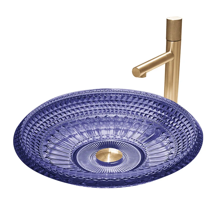 450*450*122mm Light Luxury Imitation Crystal Bathroom Sink Purple Glass Washbasin Diamond Craftsmanship Countertop Art Basin
450*450*122mm Light Luxury Imitation Crystal Bathroom Sink Purple Glass Washbasin Diamond Craftsmanship Countertop Art Basin