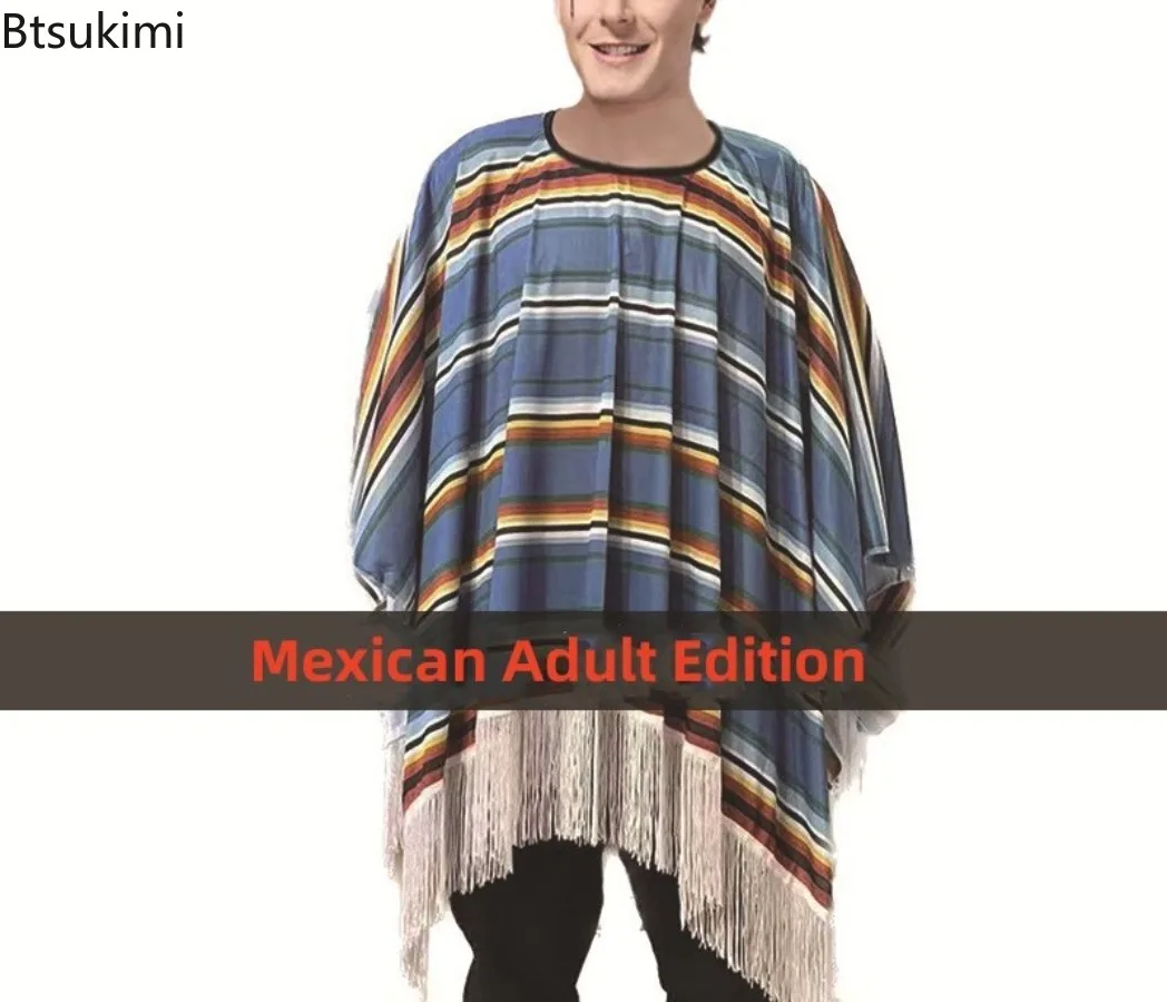 Fashion Colorful Striped Cape Adult Cloak Shawl Holiday Party Mexican Ethnic Style Cape Man Cosplay Costume Halloween Costume
Fashion Colorful Striped Cape Adult Cloak Shawl Holiday Party Mexican Ethnic Style Cape Man Cosplay Costume Halloween Costume