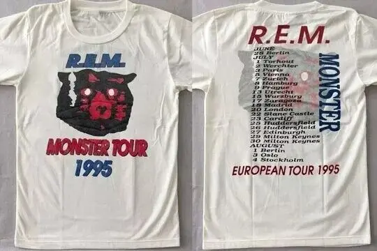 REM Band Monster Tour 1995 Ретро 2-сторонняя белая футболка унисекс, перепечатка S-5XL
REM Band Monster Tour 1995 Ретро 2-сторонняя белая футболка унисекс, перепечатка S-5XL