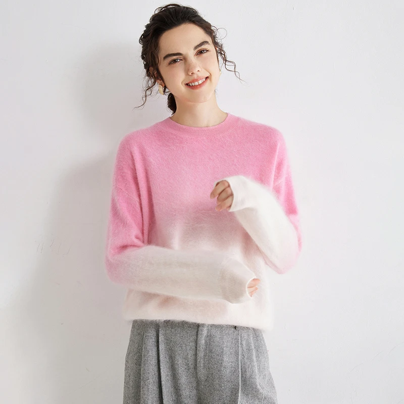KOIJINSKY 100% cashmere round neck sweater with autumn and winter women's brushed dyeing process
KOIJINSKY 100% cashmere round neck sweater with autumn and winter women's brushed dyeing process