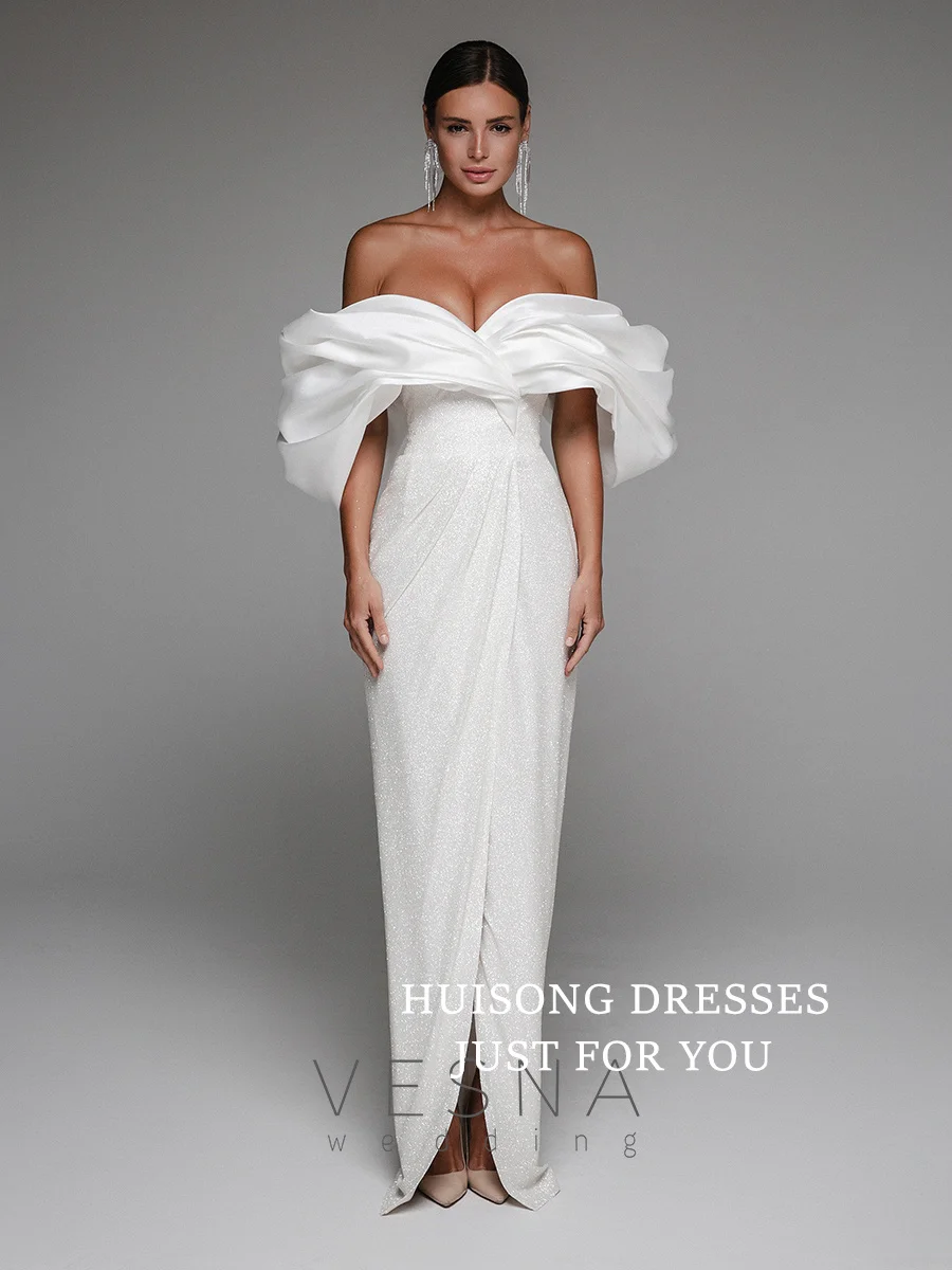 HUISONG Customized Glitter Mermaid Wedding Dresses Off the Shoulder Sleeveless Side Split Beach Bridal Gown свадебное платье
HUISONG Customized Glitter Mermaid Wedding Dresses Off the Shoulder Sleeveless Side Split Beach Bridal Gown свадебное платье