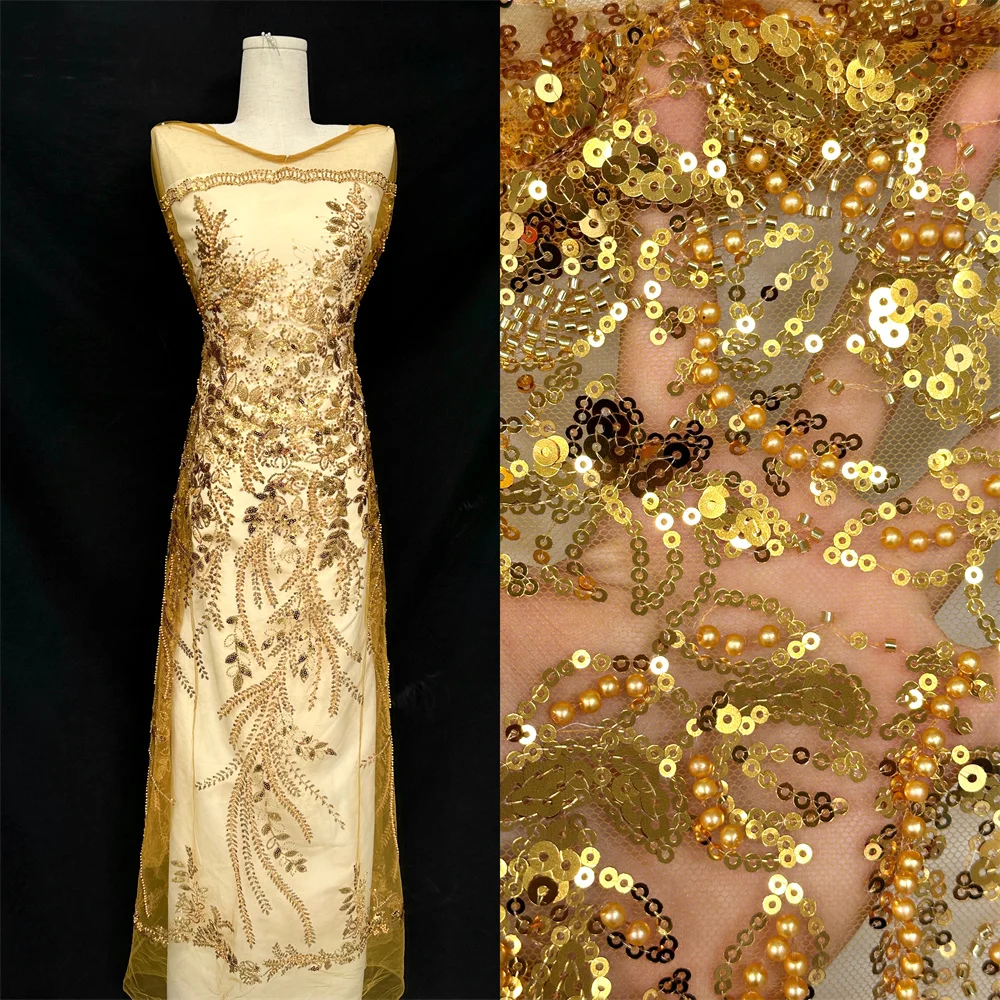 Nigerian Luxury Sequins Net Lace Fabric 2025 High Quality African Beaded Lace Fabric French For Women Wedding Party Dress Sewing
Nigerian Luxury Sequins Net Lace Fabric 2025 High Quality African Beaded Lace Fabric French For Women Wedding Party Dress Sewing