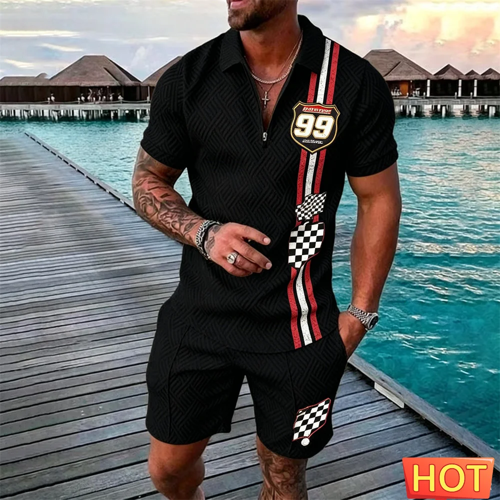 Retro Racing men' outfit Men's Zipper Polo Set Summer men's two-piece set Breathable men's casual polo set matching 2 piece set
Retro Racing men' outfit Men's Zipper Polo Set Summer men's two-piece set Breathable men's casual polo set matching 2 piece set