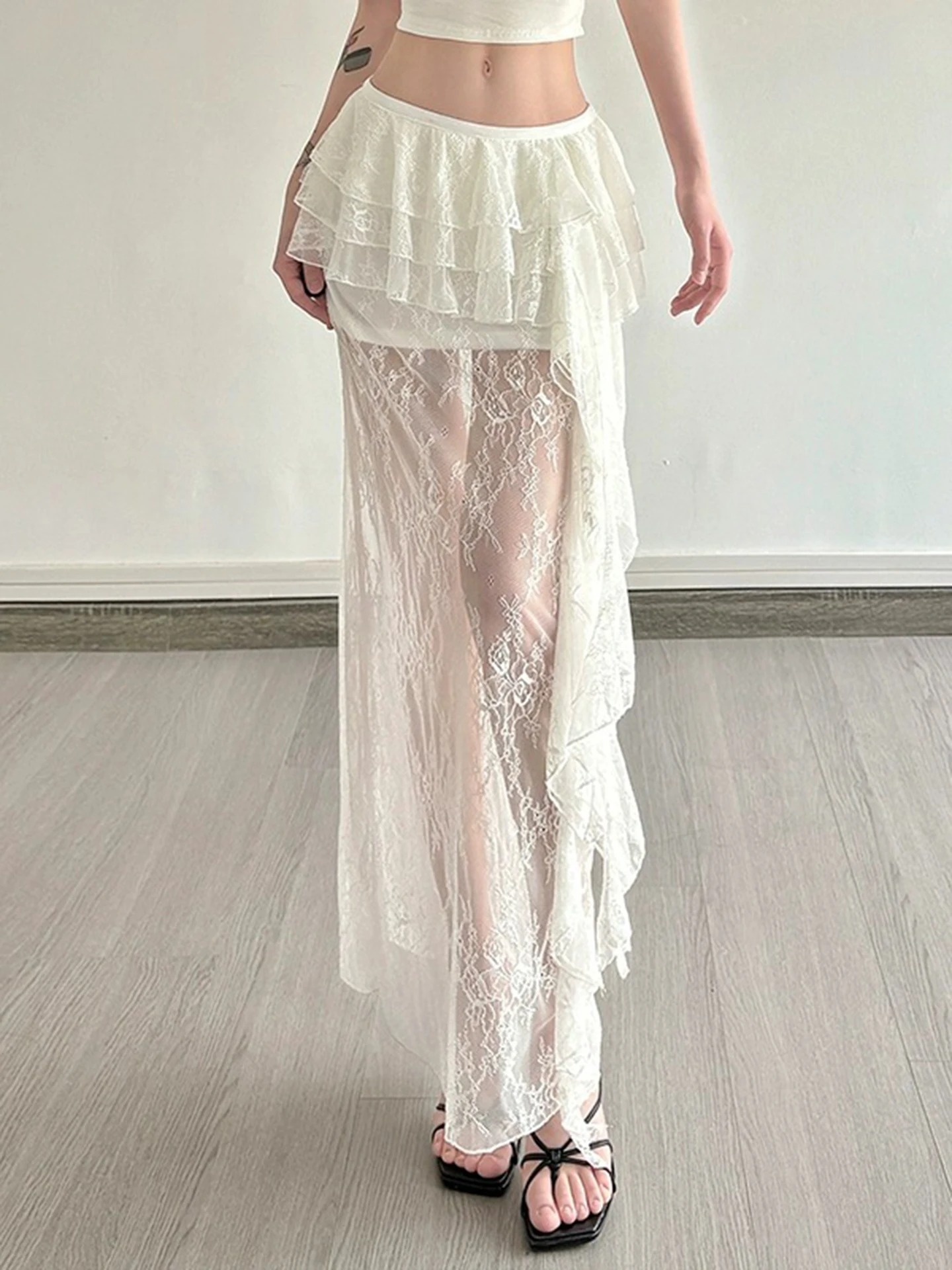 Summer 2025 Sexy Lace Me Split Asymmetrical High Waist f Skirt Korean Sle Commute Hollow out Embroidery A-Line Skirt
Summer 2025 Sexy Lace Me Split Asymmetrical High Waist f Skirt Korean Sle Commute Hollow out Embroidery A-Line Skirt