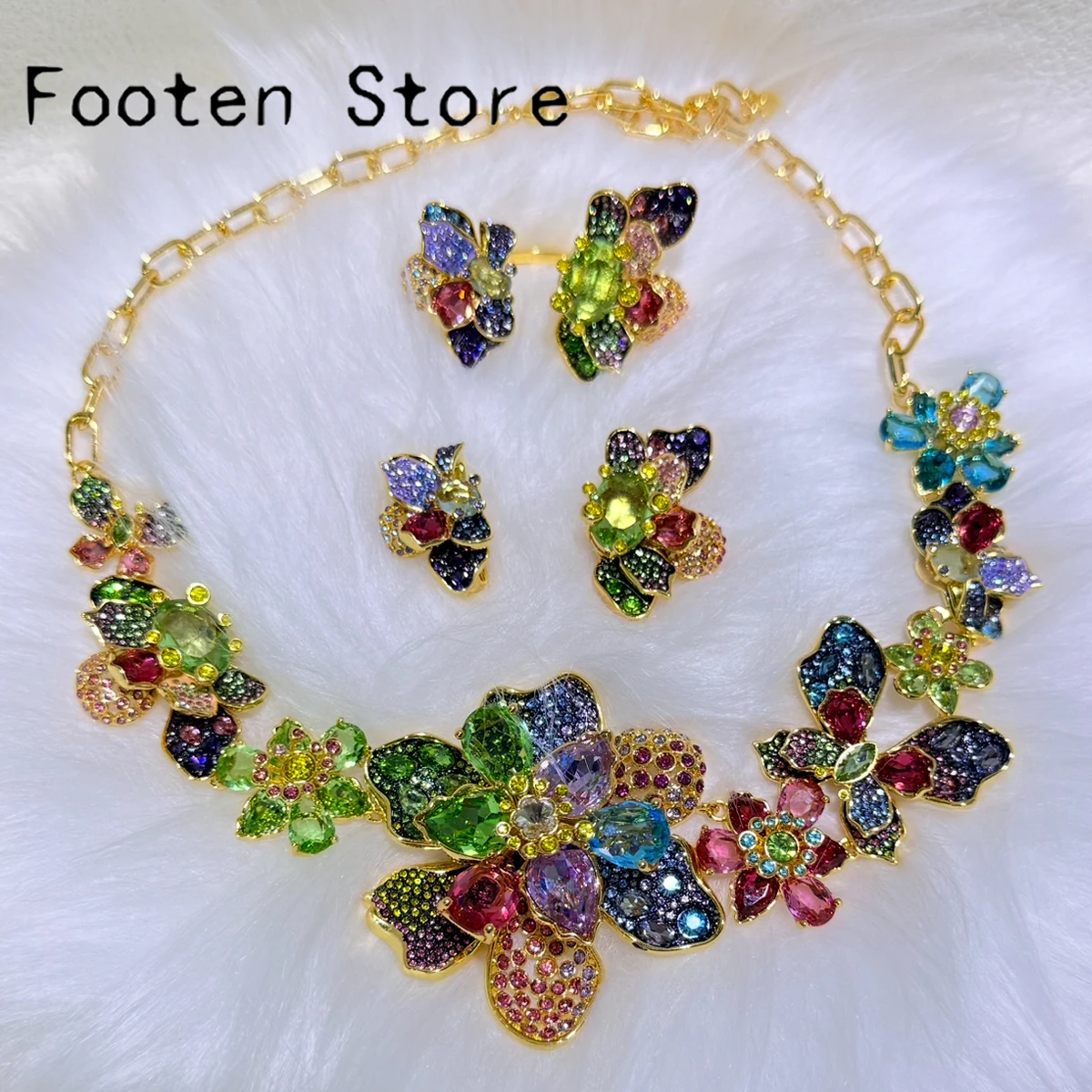 High Quality 2025 New Trend Party Jewelry Set Charm Colored Flower Butterfly Crystal Fashion Necklace Earring Ring Gift forWomen
High Quality 2025 New Trend Party Jewelry Set Charm Colored Flower Butterfly Crystal Fashion Necklace Earring Ring Gift forWomen
