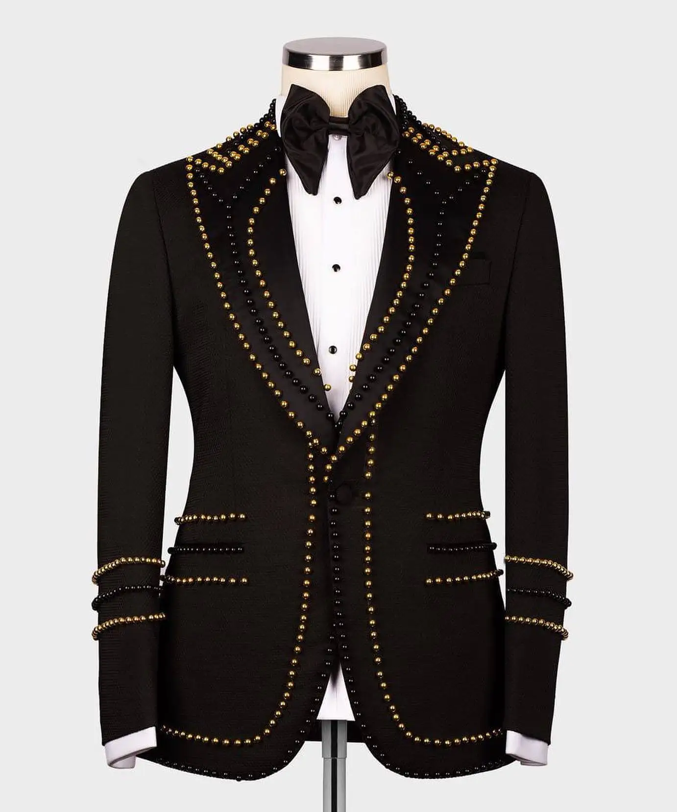 Black Pearls Men Pants Suits Set 2 Piece Blazer+Trousers Groom Wedding Tuxedo Single Breasted Coat Custom Made Prom Jacket
Black Pearls Men Pants Suits Set 2 Piece Blazer+Trousers Groom Wedding Tuxedo Single Breasted Coat Custom Made Prom Jacket