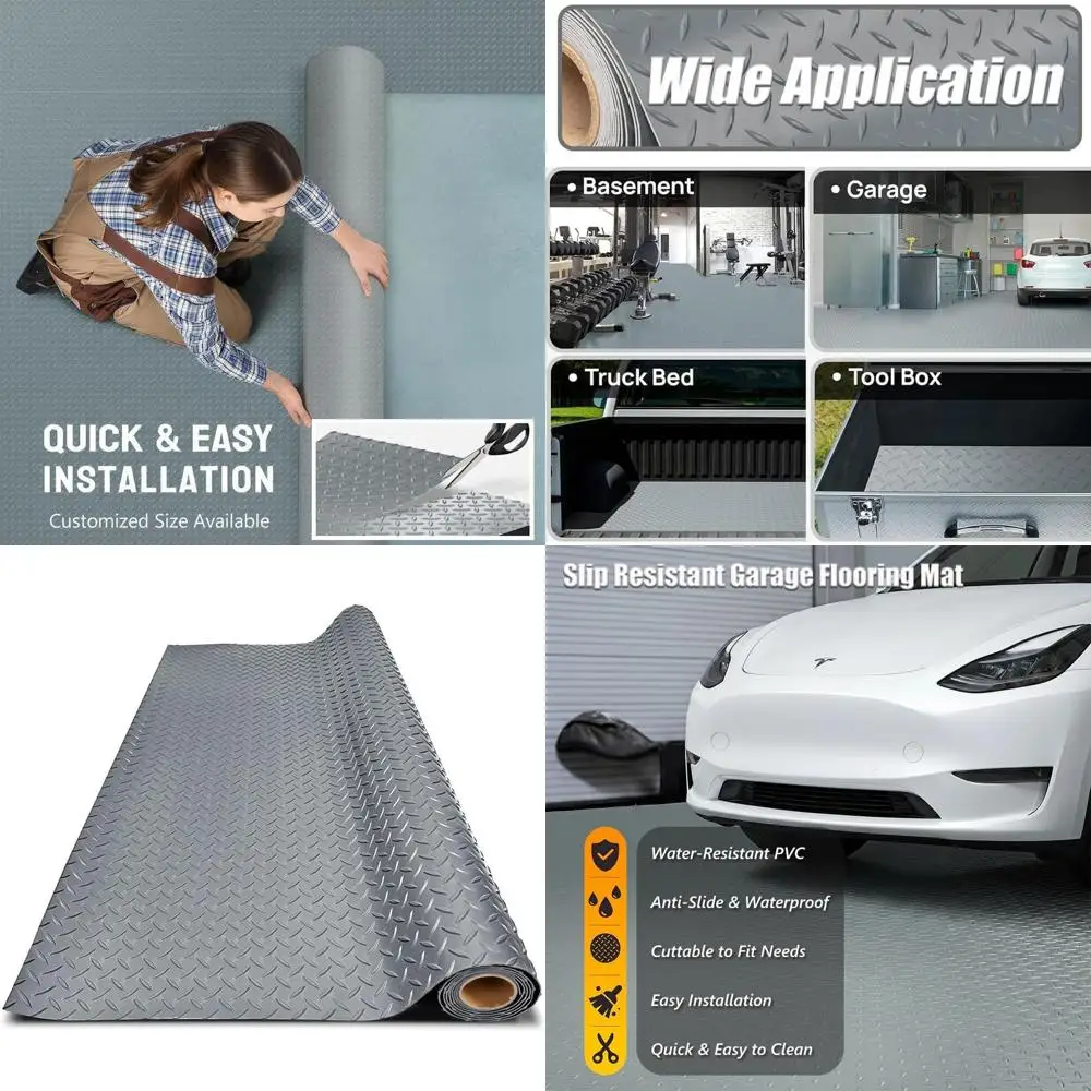 Thick PVC Garage Floor Mat, Heavy-Duty Waterproof Non-Slip Protector for Cars, Trailers, SUVs, Basements, Gyms (1ft x 36ft) - Gr
Thick PVC Garage Floor Mat, Heavy-Duty Waterproof Non-Slip Protector for Cars, Trailers, SUVs, Basements, Gyms (1ft x 36ft) - Gr
