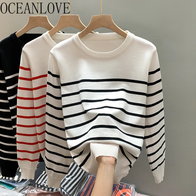 OCEANLOVE Women Sweaters Stripes Autumn Winter Simple Casual Pullovers Korean Fashion Contrast Color Elegant Pull Femme
OCEANLOVE Women Sweaters Stripes Autumn Winter Simple Casual Pullovers Korean Fashion Contrast Color Elegant Pull Femme