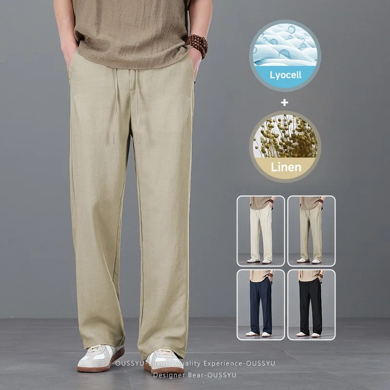2026 Summer Thin Men's Breathable Linen Lyocell Casual Pants Baggy Wide Leg Straight Trousers Drawstring Waist Pants Men M-4XL
2026 Summer Thin Men's Breathable Linen Lyocell Casual Pants Baggy Wide Leg Straight Trousers Drawstring Waist Pants Men M-4XL
