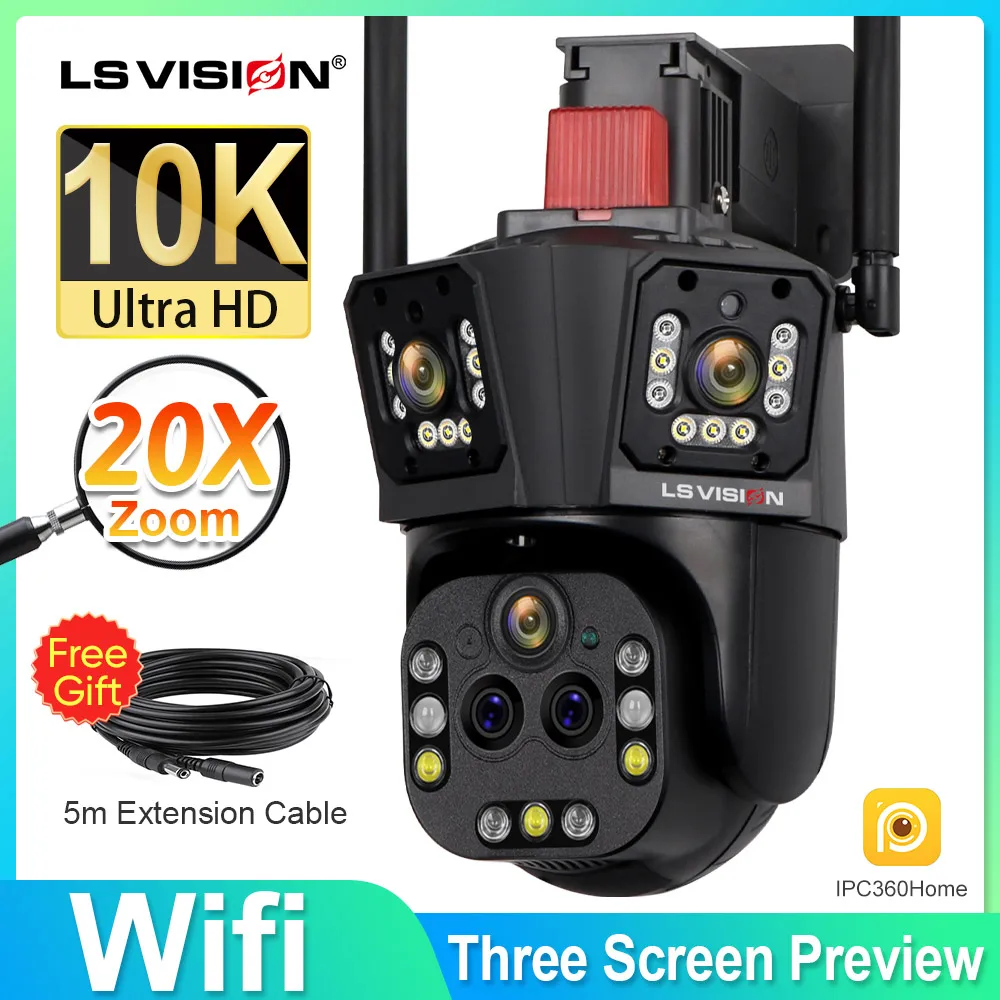 LS VISION Three Screen WIFI Surveillance Camera Outdoor 20X Zoom 10K Wirelss Camera PTZ IP Auto Tracking Wireless Cctv IP67
LS VISION Three Screen WIFI Surveillance Camera Outdoor 20X Zoom 10K Wirelss Camera PTZ IP Auto Tracking Wireless Cctv IP67