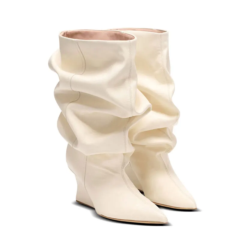 Women's Lace-Up Eyelet Pleated Knee High Boots, Pointed Toe Kitten Heel Fold-Over Boots, Streetwear Style Footwear
Women's Lace-Up Eyelet Pleated Knee High Boots, Pointed Toe Kitten Heel Fold-Over Boots, Streetwear Style Footwear