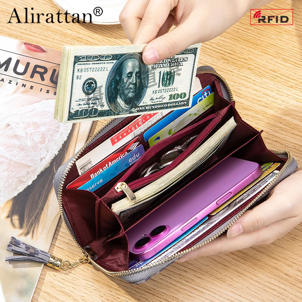 Alirattan 2025 New Fashionable Personalized Leopard Print Long Wallet Large Capacity RFID Leather Soft Handbag Bag for Women
Alirattan 2025 New Fashionable Personalized Leopard Print Long Wallet Large Capacity RFID Leather Soft Handbag Bag for Women