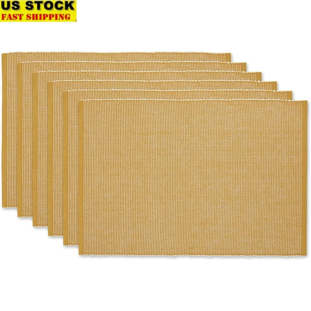 Set of Six Cotton Tabletop Placemats 13x19 Inch Easy Care Ribbed Textured Honey Gold Formal Dining Home Decor
Set of Six Cotton Tabletop Placemats 13x19 Inch Easy Care Ribbed Textured Honey Gold Formal Dining Home Decor