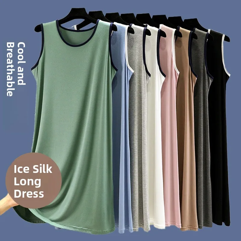 Loose Large Size Vest Dress Women Summer Thin Modal Casual Long Dress Outdoor Home Sleepwear Sleeveless One-Piece Dress
Loose Large Size Vest Dress Women Summer Thin Modal Casual Long Dress Outdoor Home Sleepwear Sleeveless One-Piece Dress