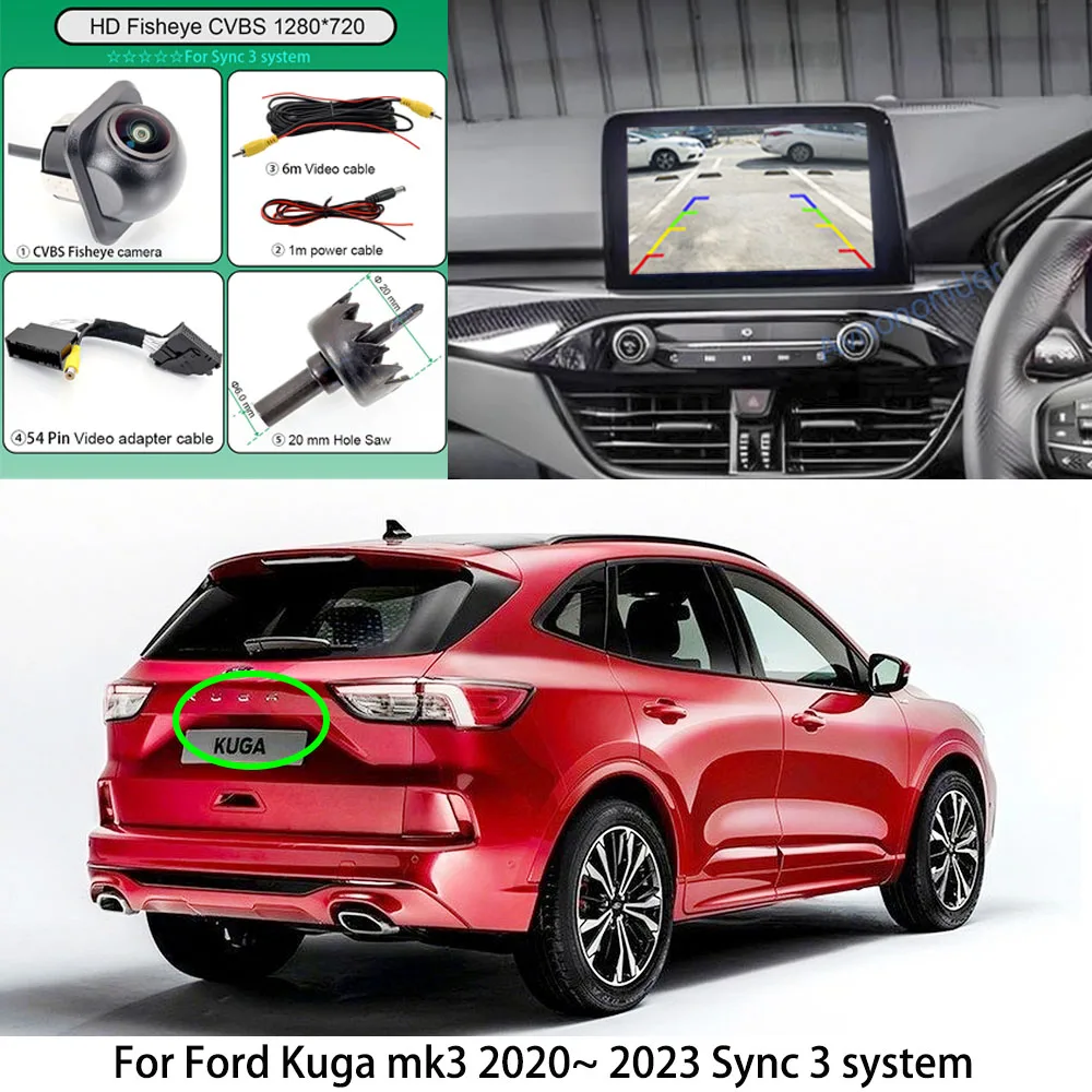 Для Ford Kuga mk3 2020 ~ 2023 Sync 3 система Автомобильная камера заднего вида «рыбий глаз» HD работает с OEM оригинальным экраном 54-контактный адаптерный кабель
Для Ford Kuga mk3 2020 ~ 2023 Sync 3 система Автомобильная камера заднего вида «рыбий глаз» HD работает с OEM оригинальным экраном 54-контактный адаптерный кабель