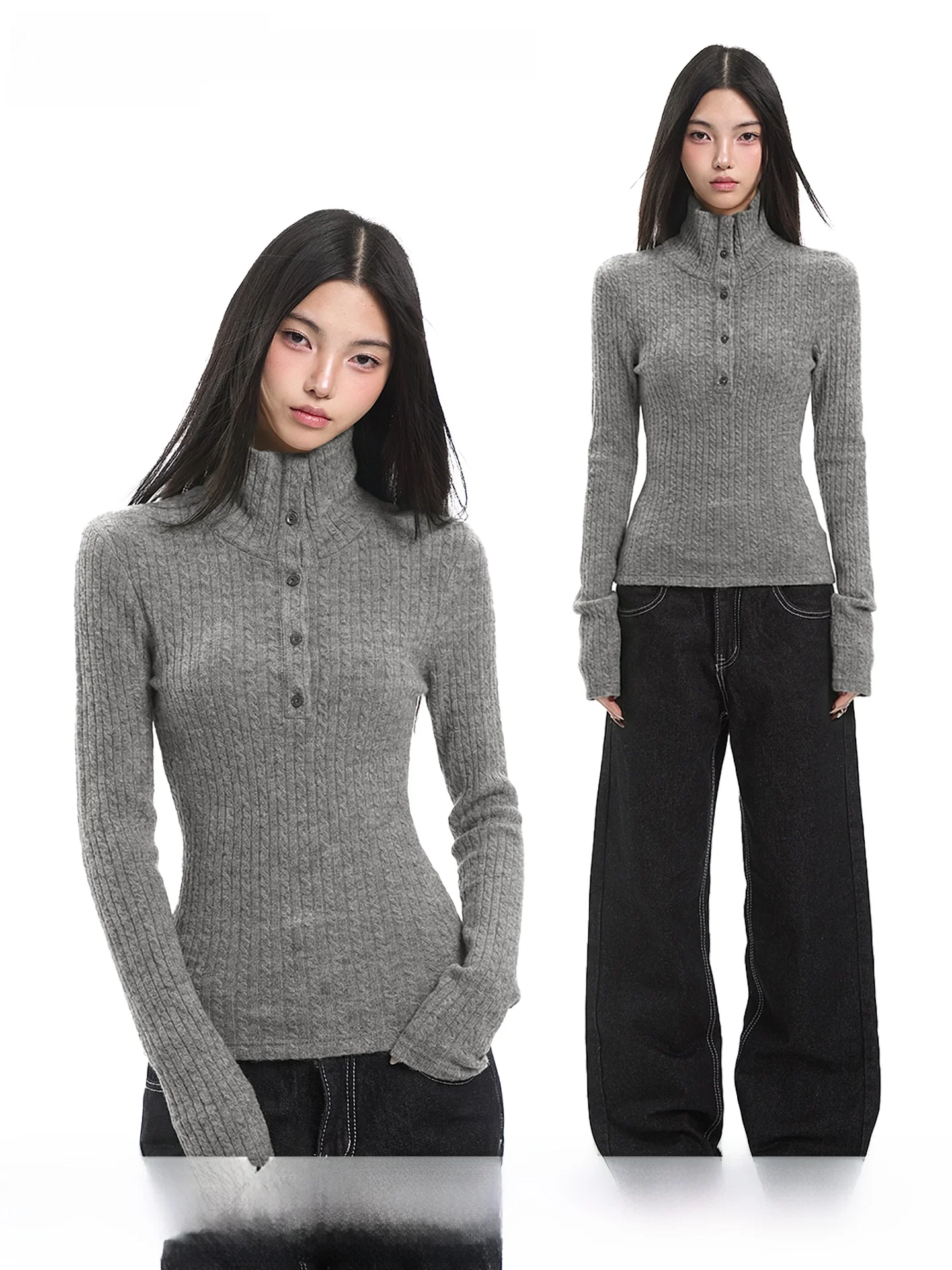 UNCMHISEX American ey High Collar Twist Knitwear Women's Autumn Winter Slim Fit Button Sweater Top Casual Sle Long Sve
UNCMHISEX American ey High Collar Twist Knitwear Women's Autumn Winter Slim Fit Button Sweater Top Casual Sle Long Sve