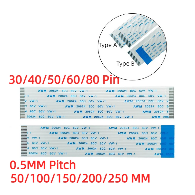 10Pcs 5/10/15/20/25/30cm 0.5mm FFC Cable FPC Flat Flexible Cable A/B Type 30/40/50/60/80Pin
10Pcs 5/10/15/20/25/30cm 0.5mm FFC Cable FPC Flat Flexible Cable A/B Type 30/40/50/60/80Pin